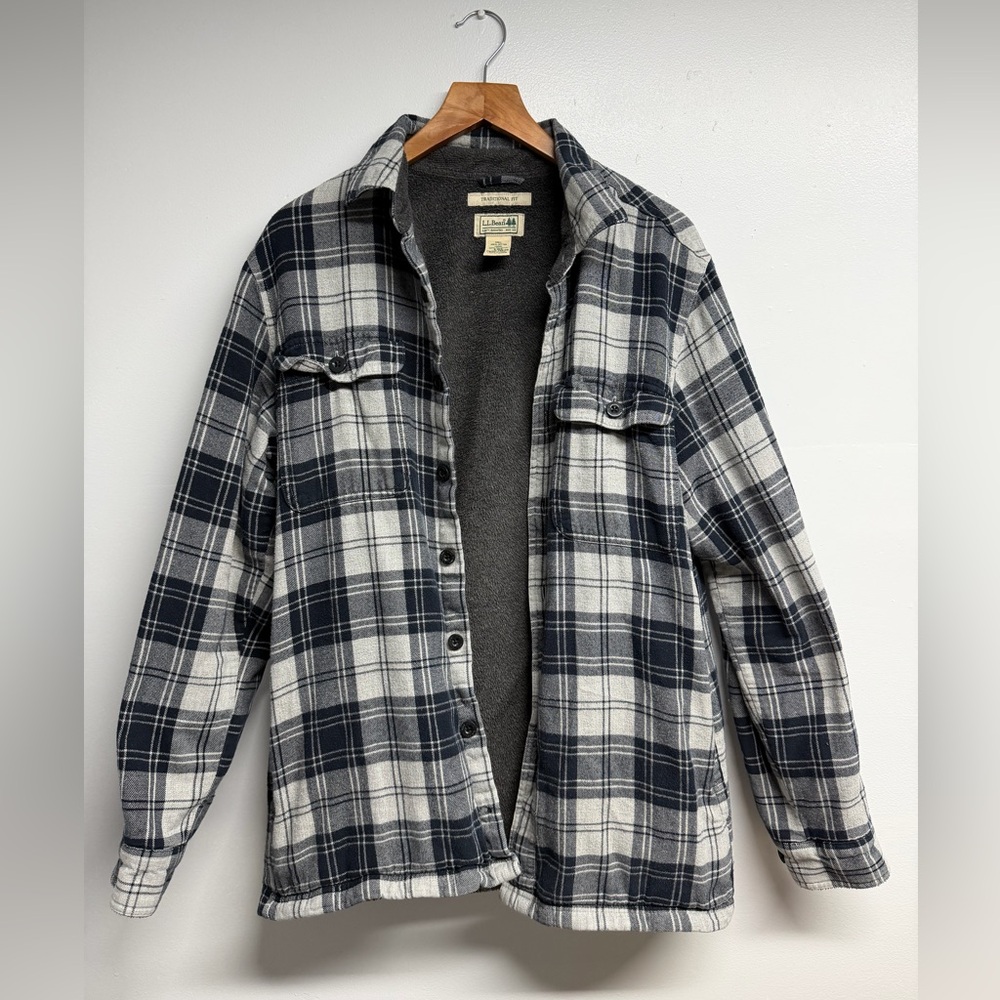 L.L. Bean Traditional Fit Plaid Sherpa Lined Size Small Vintage Y2K Box Fit